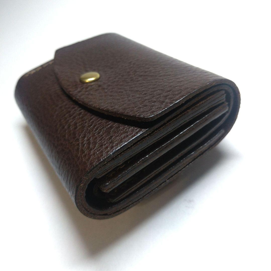 美品　 organ オルガン 三つ折り財布 シボ革 ダークブラウン
