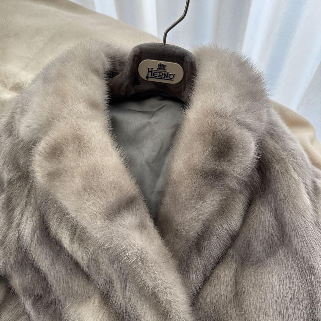 サファイアミンク ショートコート ジャケット ライトグレー 9号