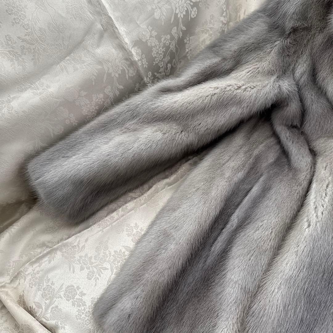 サファイアミンク ショートコート ジャケット ライトグレー 9号