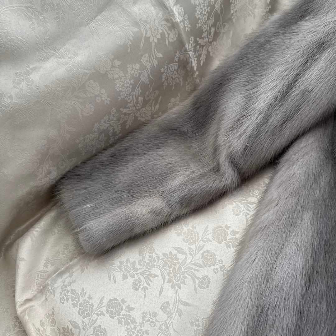 サファイアミンク ショートコート ジャケット ライトグレー 9号