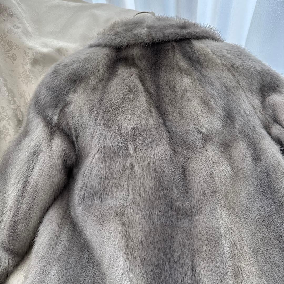 サファイアミンク ショートコート ジャケット ライトグレー 9号