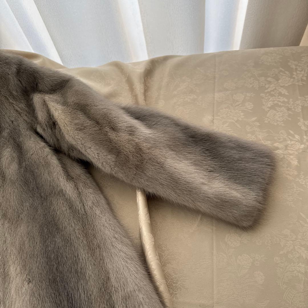 サファイアミンク ショートコート ジャケット ライトグレー 9号