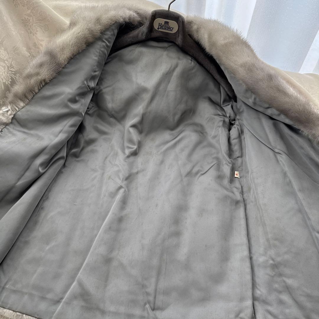 サファイアミンク ショートコート ジャケット ライトグレー 9号