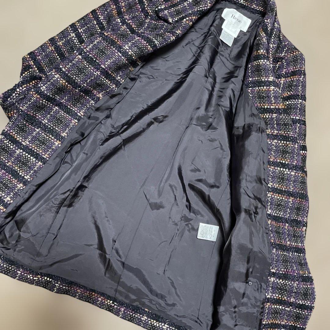 Rene　ルネ　ツイード　TISSUE　コート　ジャケット　ダブルボタン