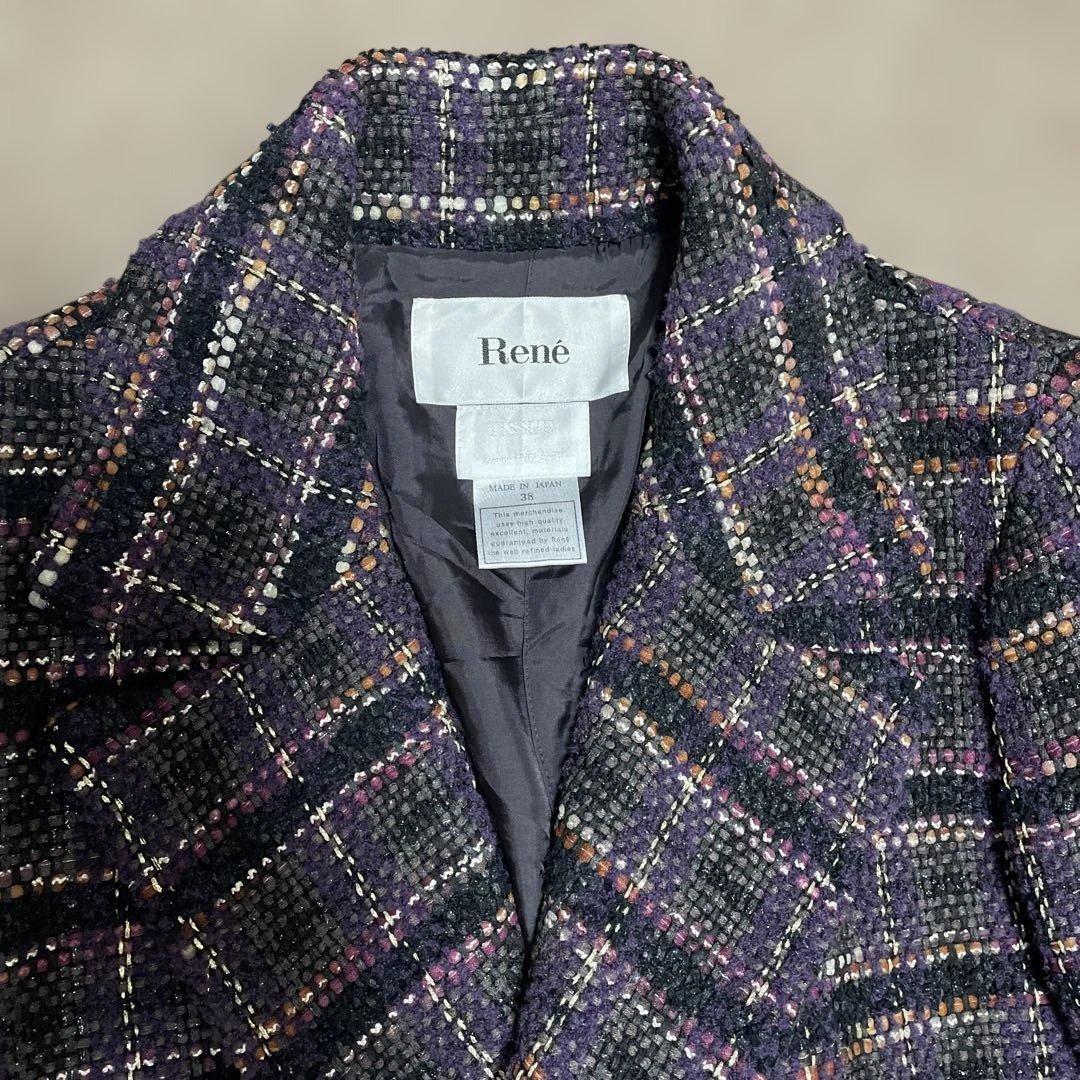 Rene　ルネ　ツイード　TISSUE　コート　ジャケット　ダブルボタン