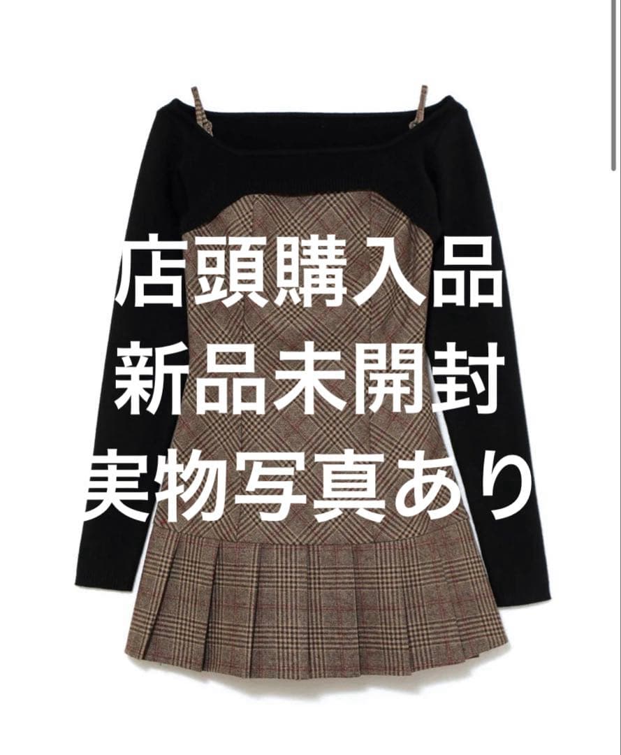 ワンピース andmary Selena check mini dress brown