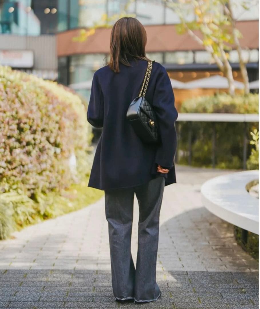 Super160sチェスターミドルコート 36 ネイビー　Noble