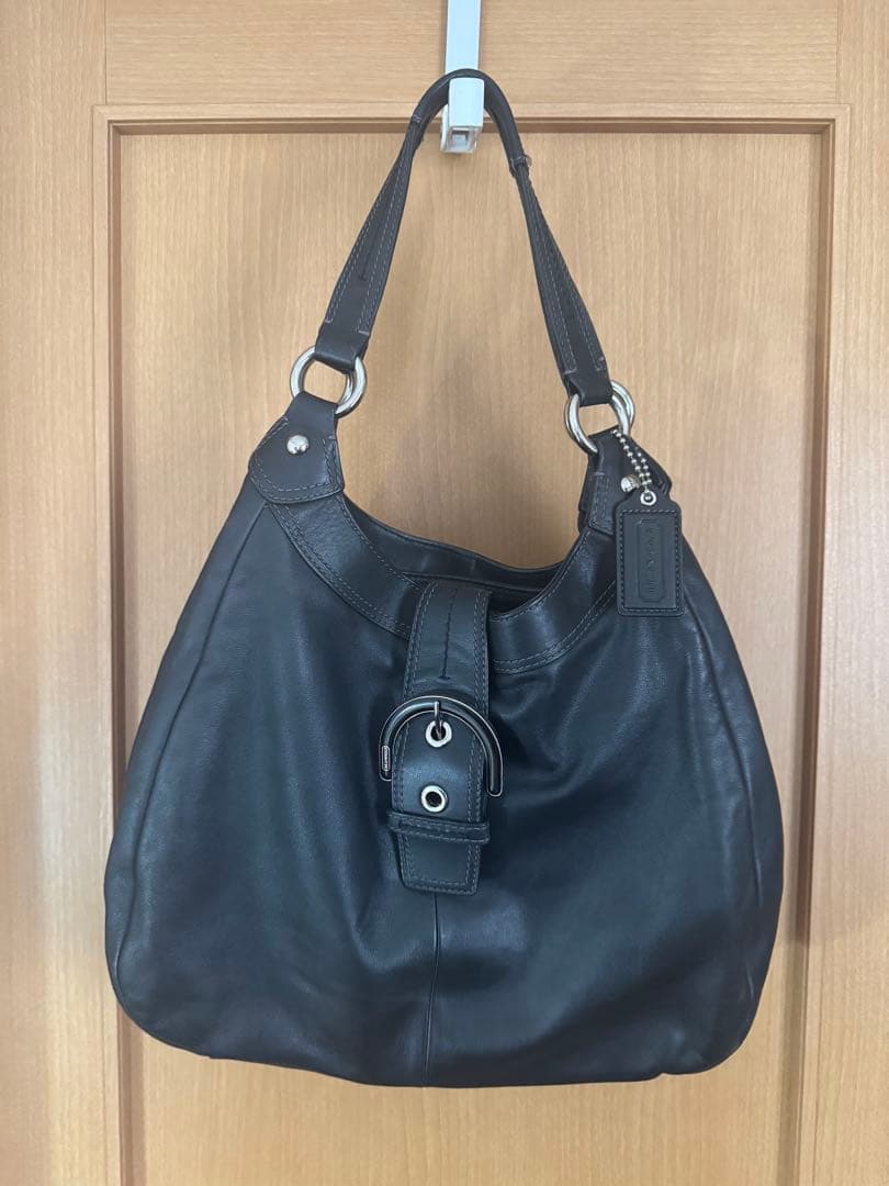 美品　コーチ ワンショルダーバッグ ソーホー ブラック レザー