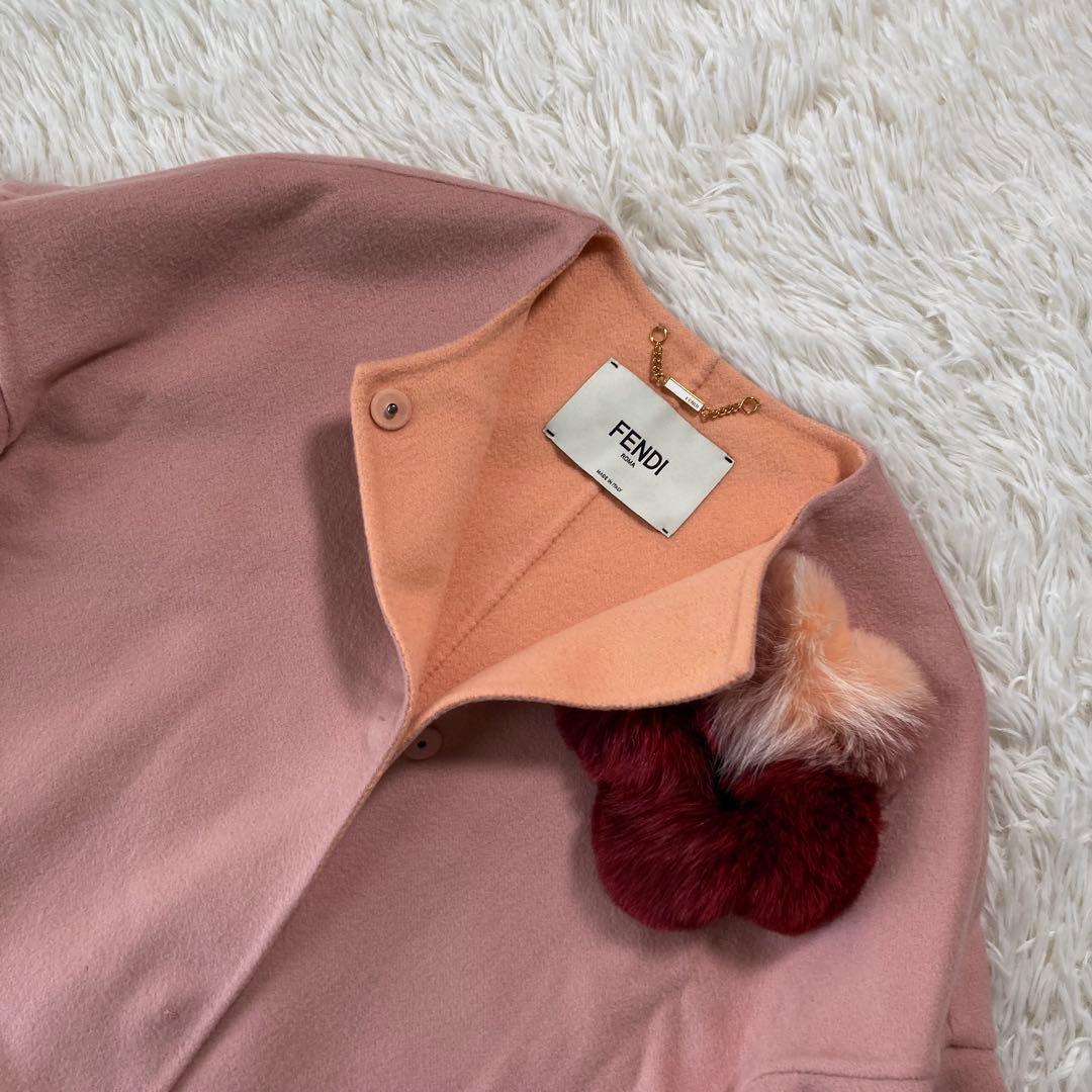 極美品 フェンディ ミンク×フォックスファーコサージュ ケープ ジャケット