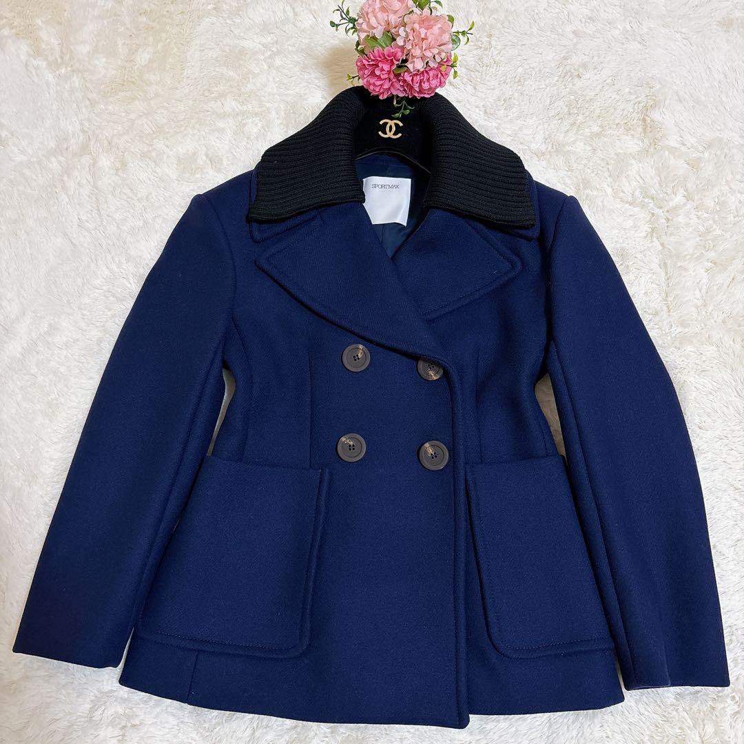 2023年モデル☆スポーツマックス ピーコート 2way 女優襟 リブニット