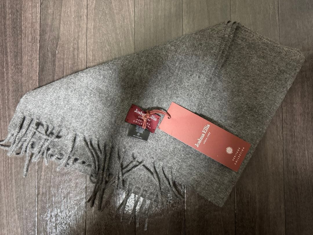 Joshua Ellis 100%カシミヤ マフラー チャコールグレー