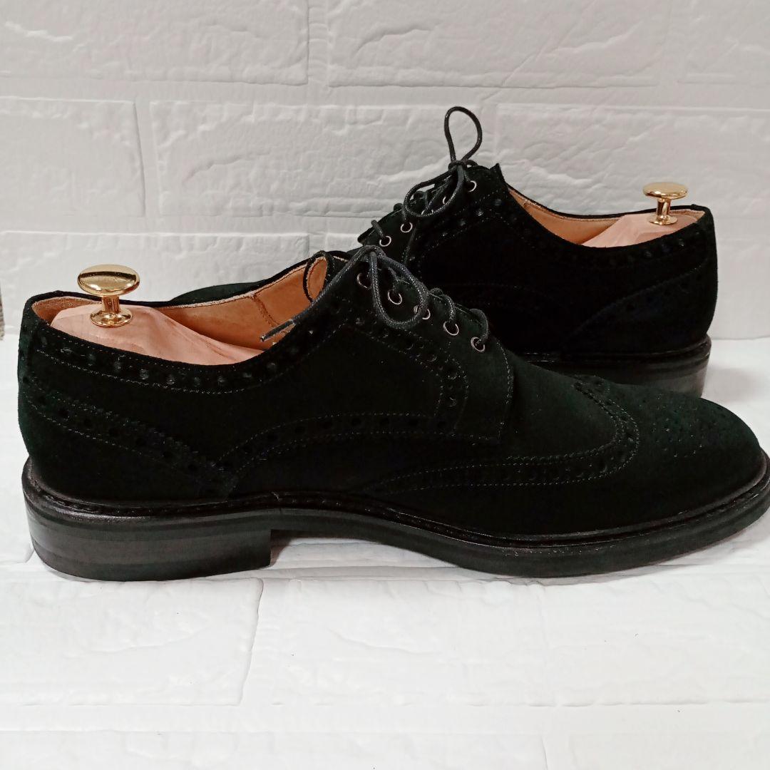 Berwick 3662 ブラック スエード ウィングチップシューズ