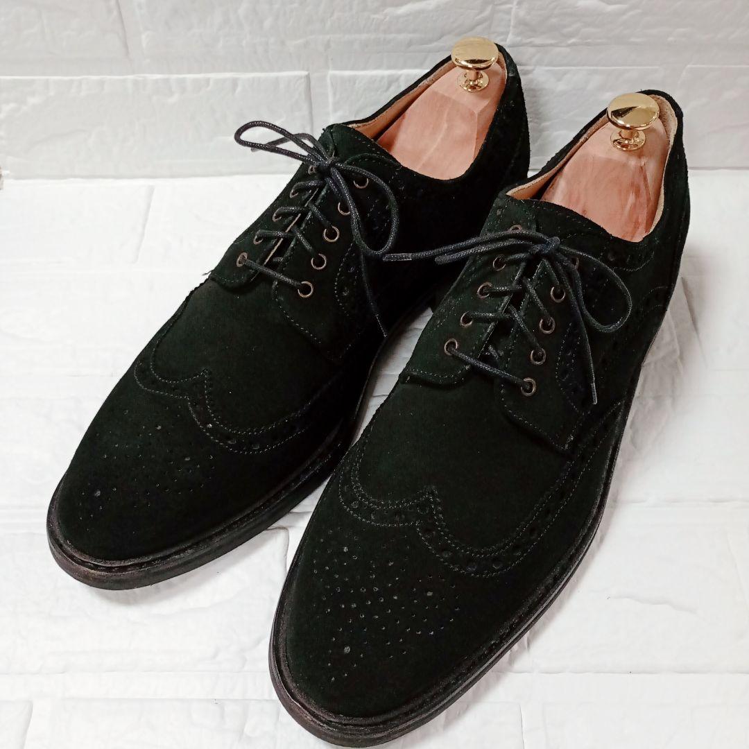 Berwick 3662 ブラック スエード ウィングチップシューズ