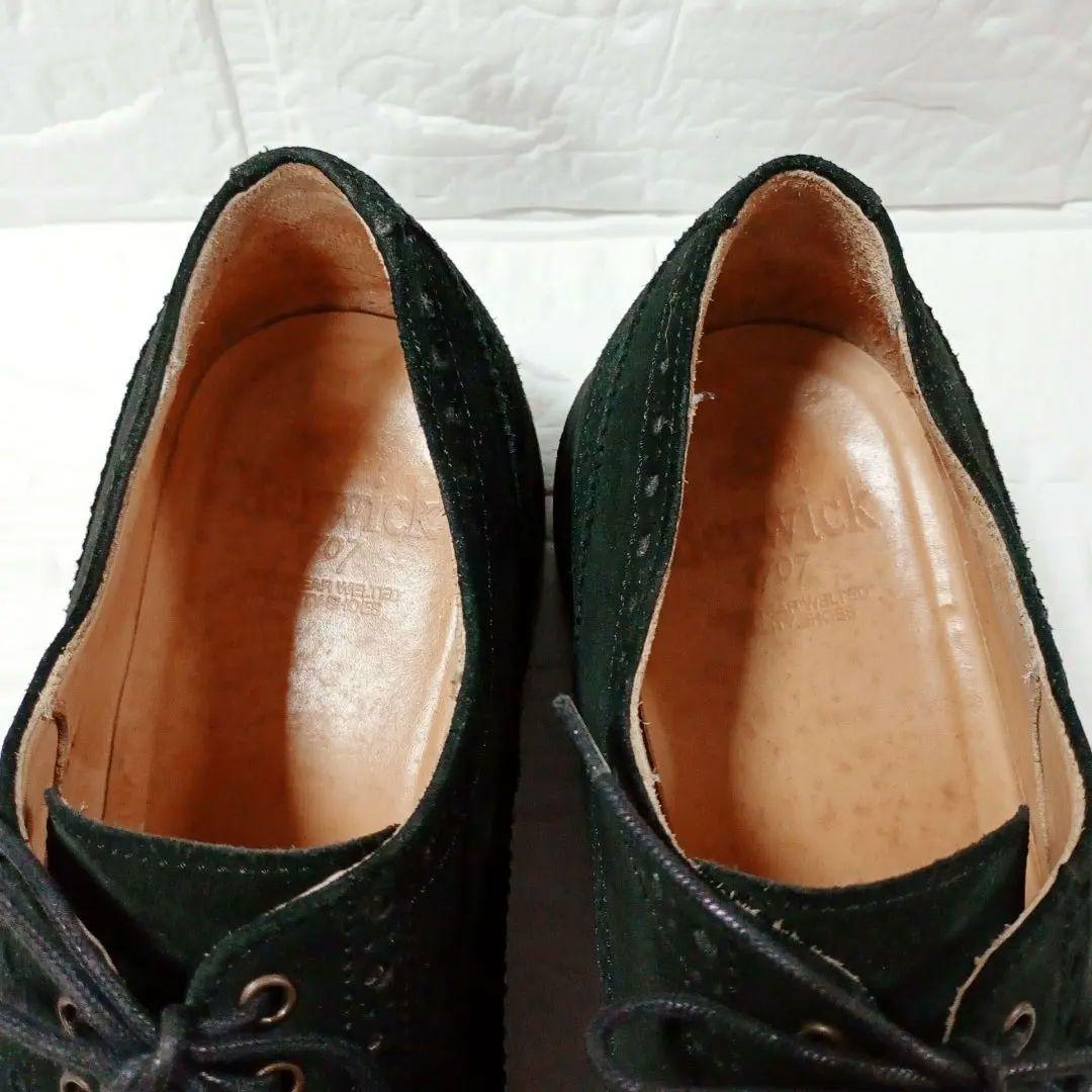 Berwick 3662 ブラック スエード ウィングチップシューズ