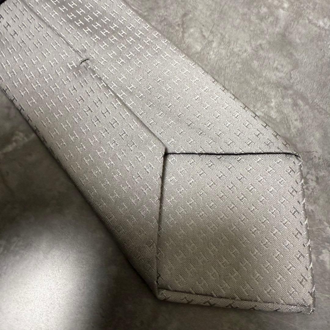 HERMES エルメス ネクタイ シルバー ファソネ H柄 定番 王道 結婚式