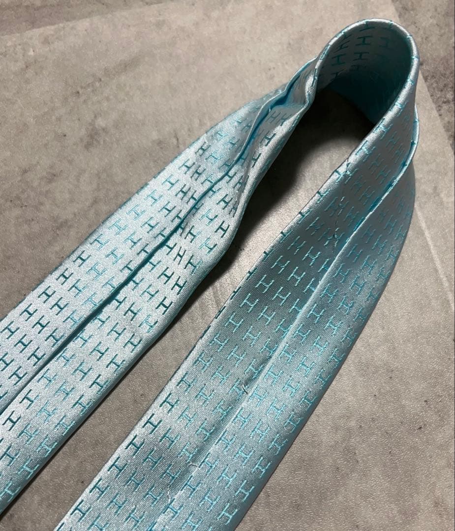 HERMES ネクタイ ハイブランド ファソネ ライトブルー