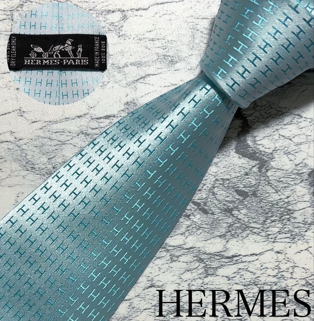 HERMES ネクタイ ハイブランド ファソネ ライトブルー