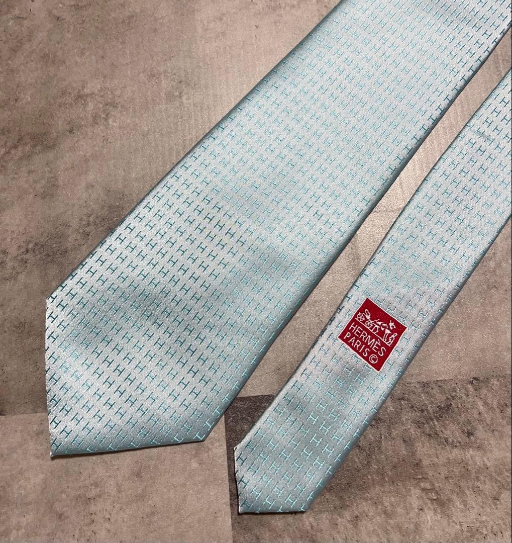 HERMES ネクタイ ハイブランド ファソネ ライトブルー
