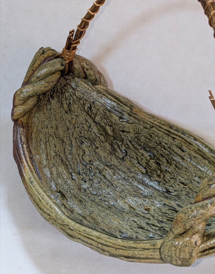 伊賀焼　大型花器　舟形　変形花器　花生け　花瓶　花入れ　フラワーベース　華道