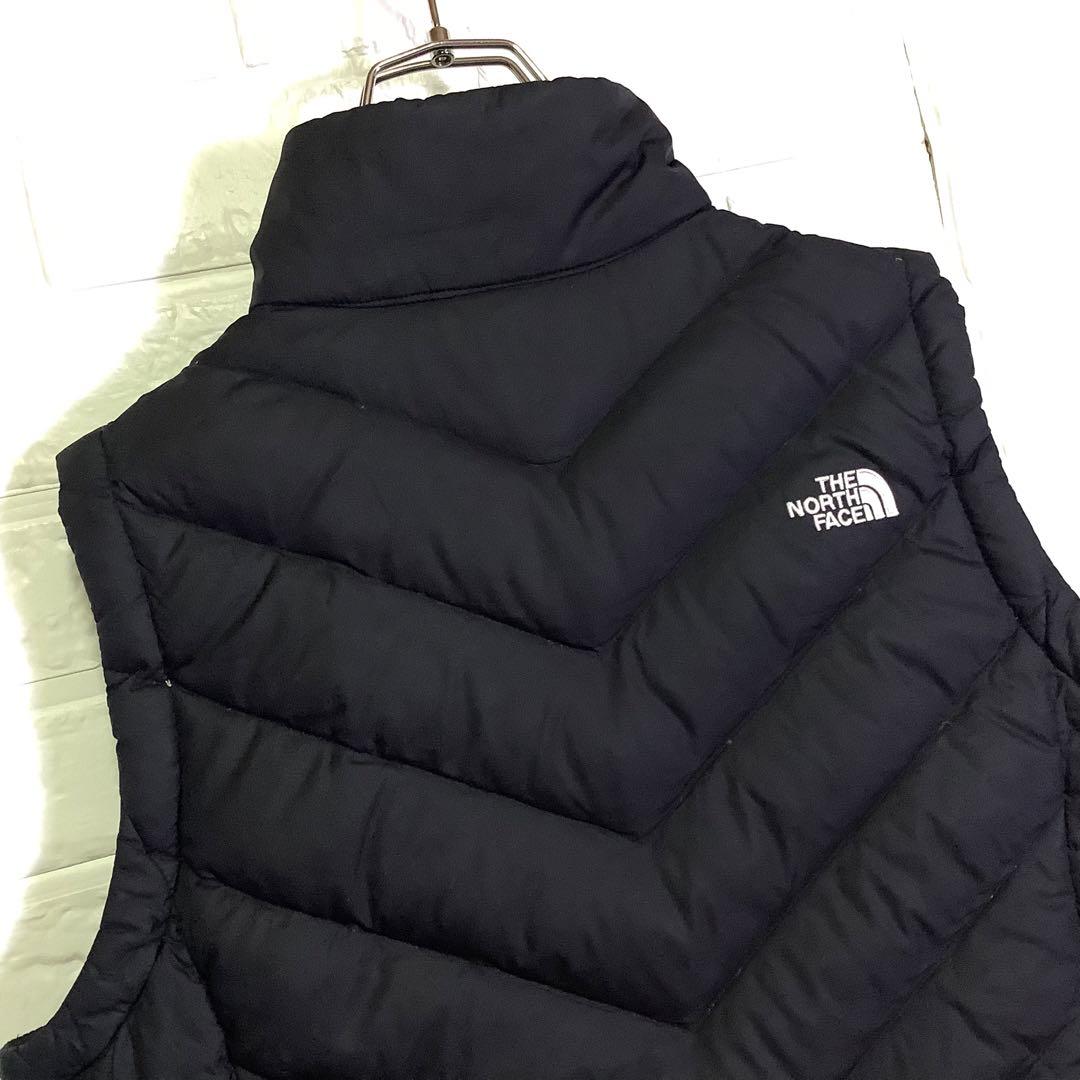 ノースフェイス ダウンベスト 550フィル 刺繍ロゴ ブラック 黒 XL