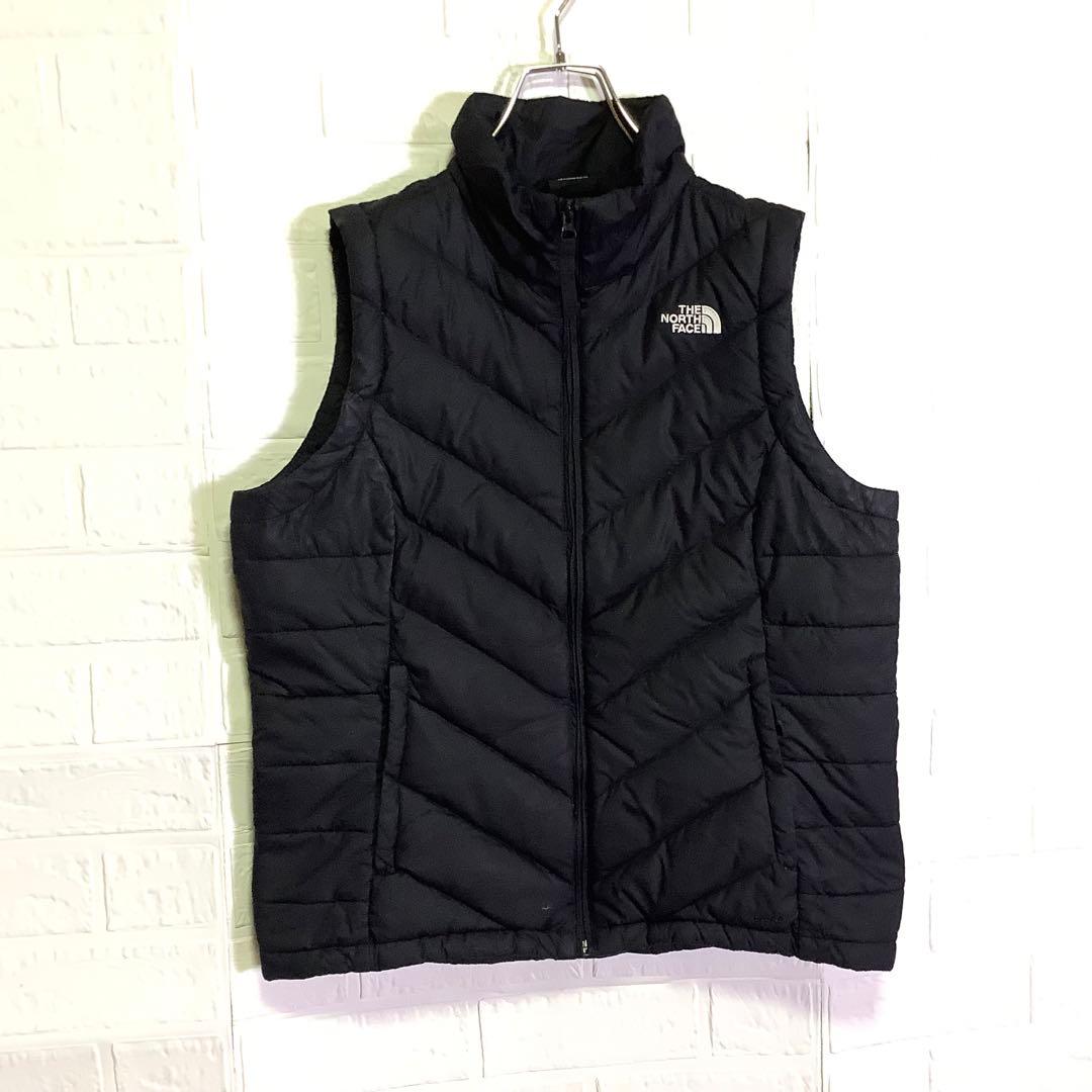 ノースフェイス ダウンベスト 550フィル 刺繍ロゴ ブラック 黒 XL