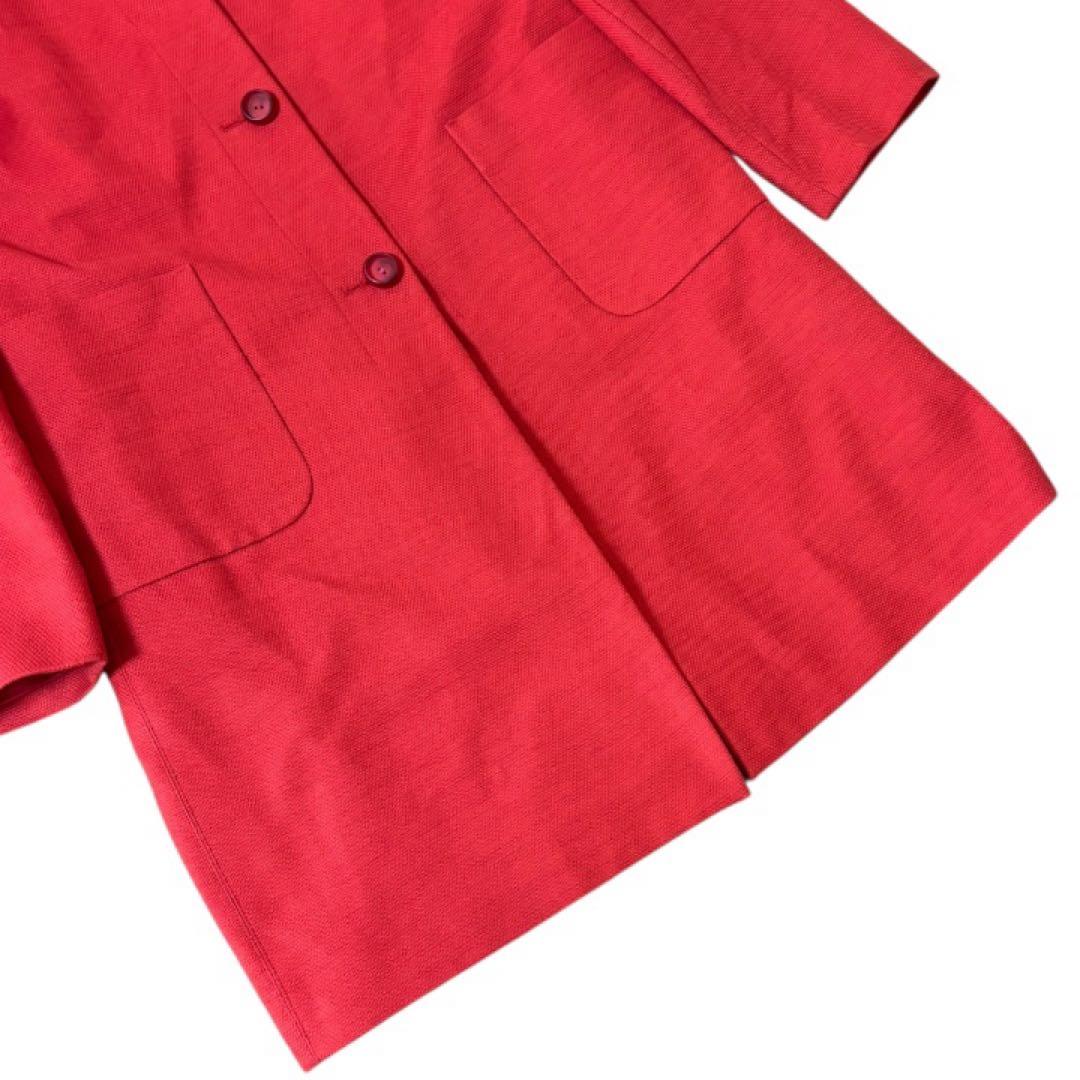 【美品】マックスマーラMaxMara STUDIO★ノーカラー★ミドルコートL赤