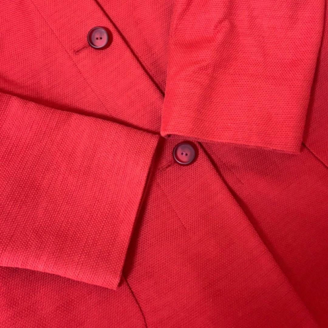 【美品】マックスマーラMaxMara STUDIO★ノーカラー★ミドルコートL赤