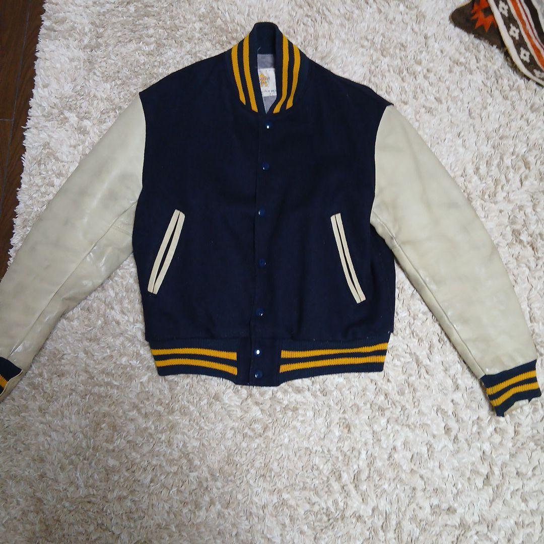 USA製　ビンテージ　ゴールデンベア　袖レザー　スタジャン