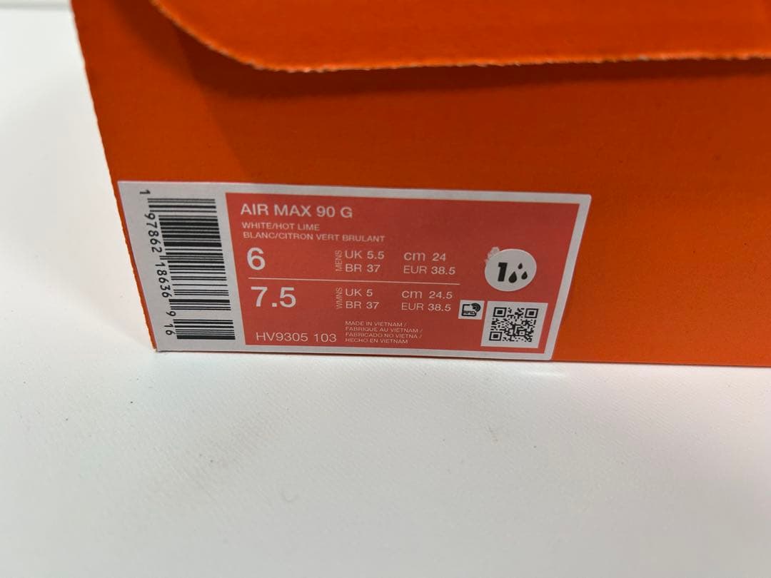 【新品】NIKE エアマックス90ゴルフ ホワイト/ホットライム