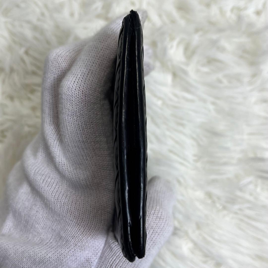 良品✨ ボッテガヴェネタ マネークリップ イントレチャート 黒 レザー 編み込み