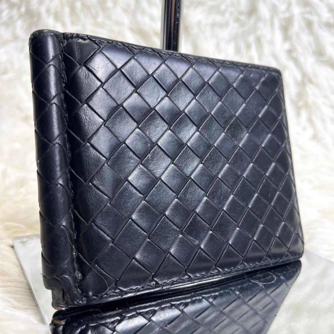 良品✨ ボッテガヴェネタ マネークリップ イントレチャート 黒 レザー 編み込み