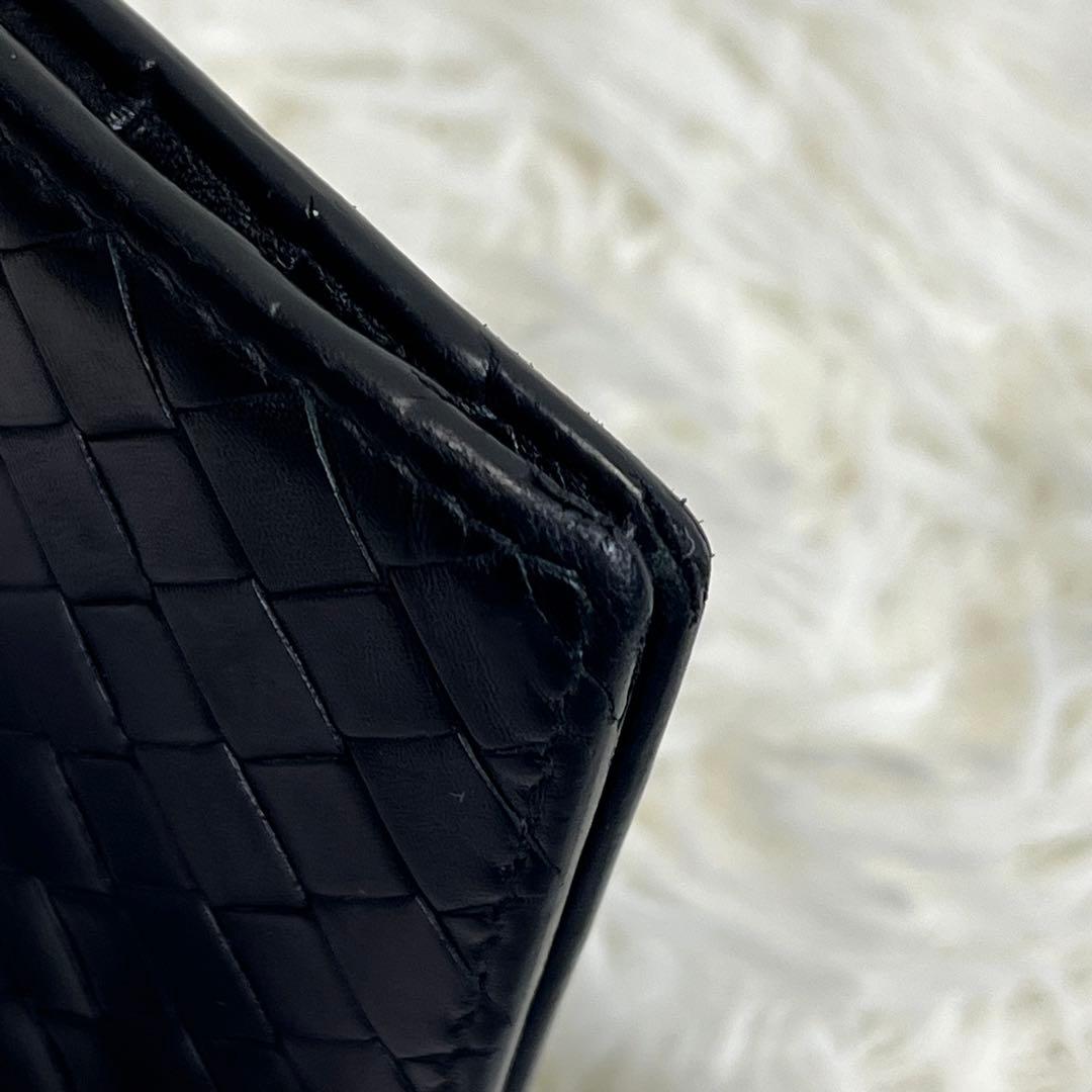 良品✨ ボッテガヴェネタ マネークリップ イントレチャート 黒 レザー 編み込み