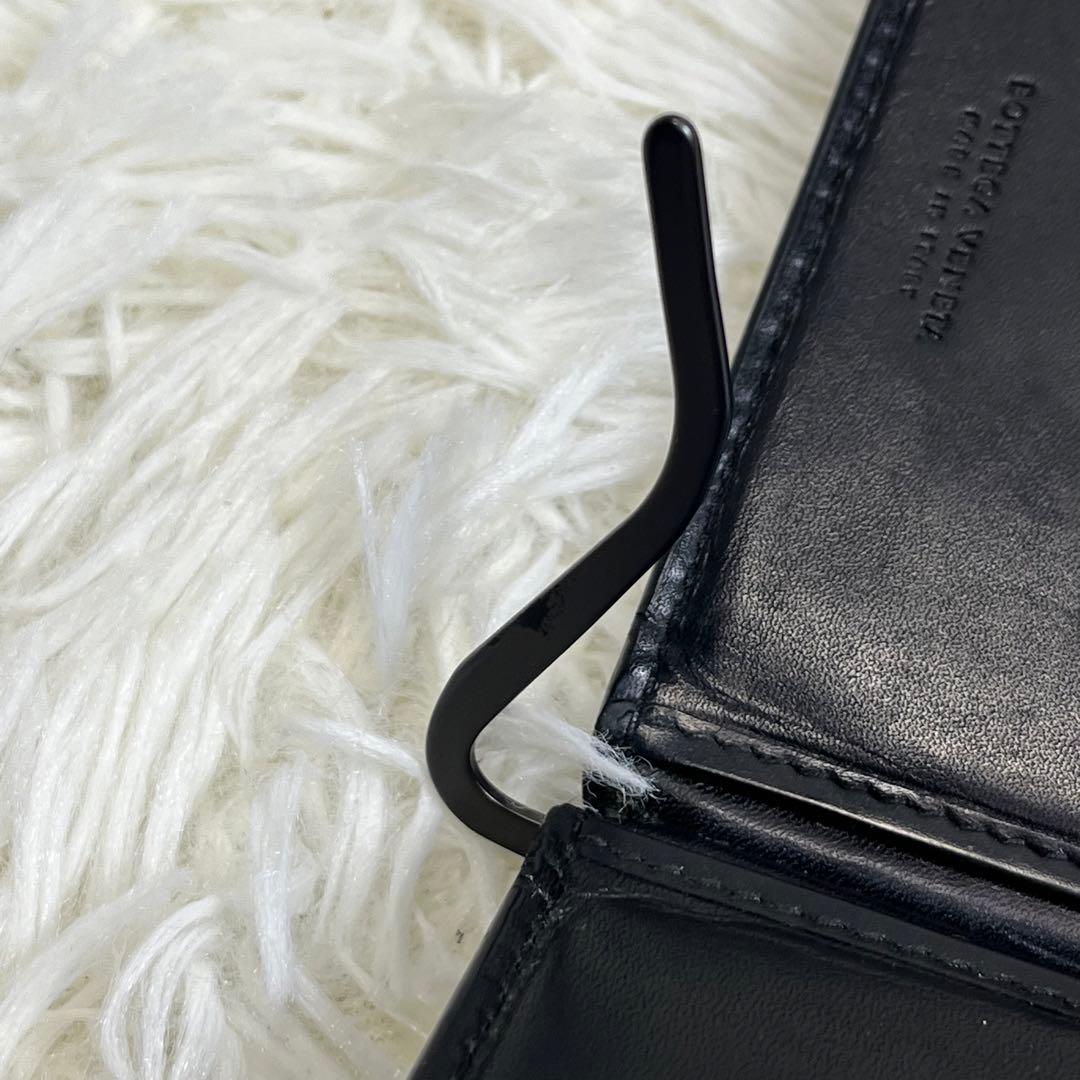 良品✨ ボッテガヴェネタ マネークリップ イントレチャート 黒 レザー 編み込み