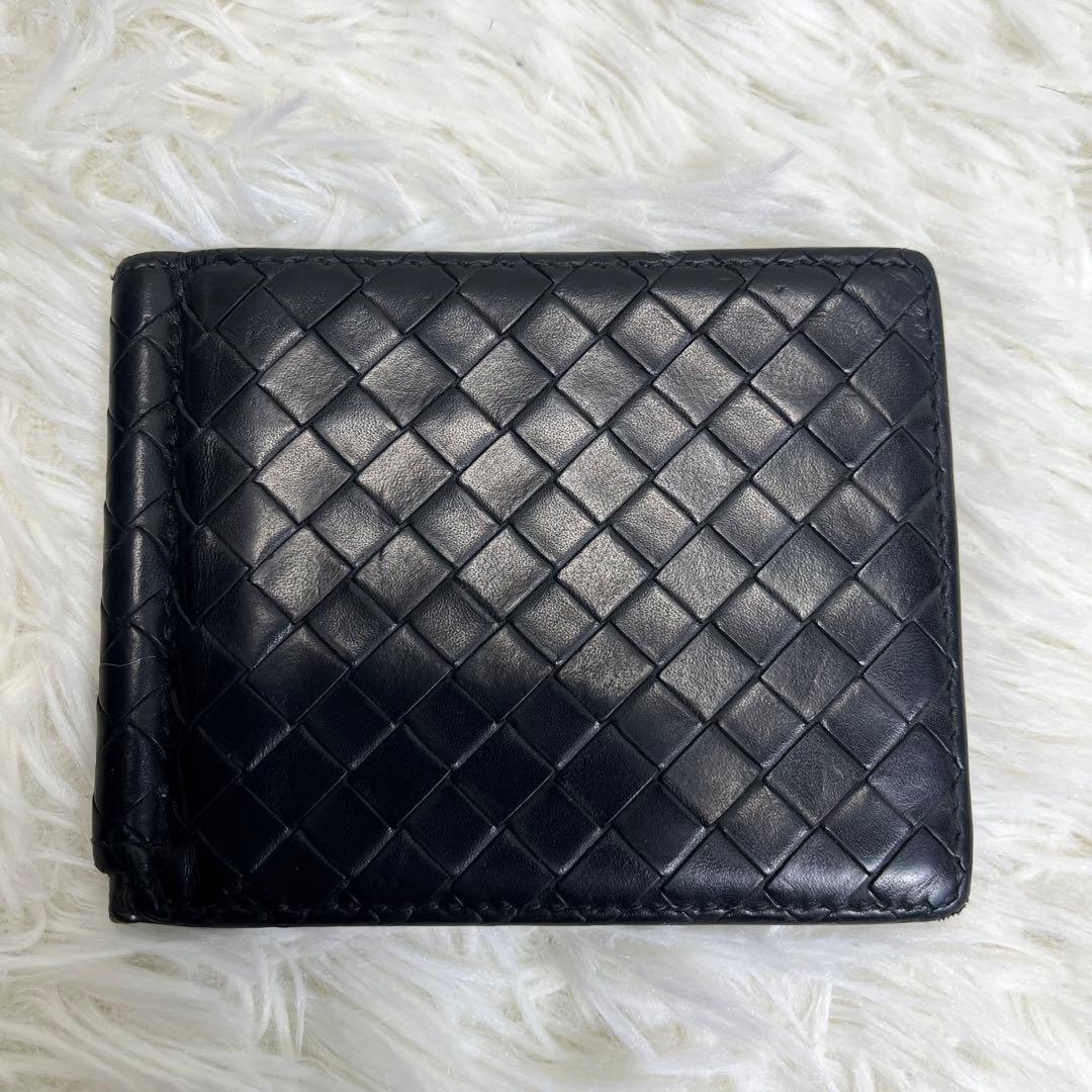 良品✨ ボッテガヴェネタ マネークリップ イントレチャート 黒 レザー 編み込み