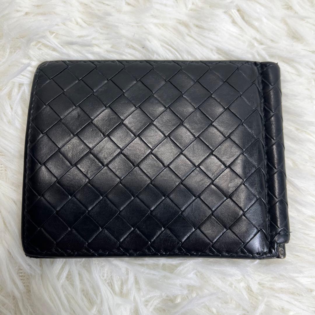 良品✨ ボッテガヴェネタ マネークリップ イントレチャート 黒 レザー 編み込み
