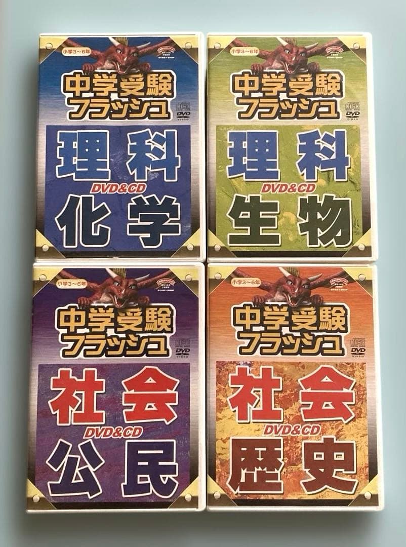 右脳フラッシュ 中学受験 DVD&CDセット 生物 化学 社会歴史　社会公民