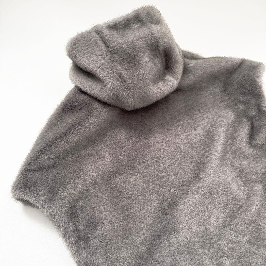 極美品✨24AWリナージオ ミンク風フェイクフレンチスリーブジレ ベスト グレー