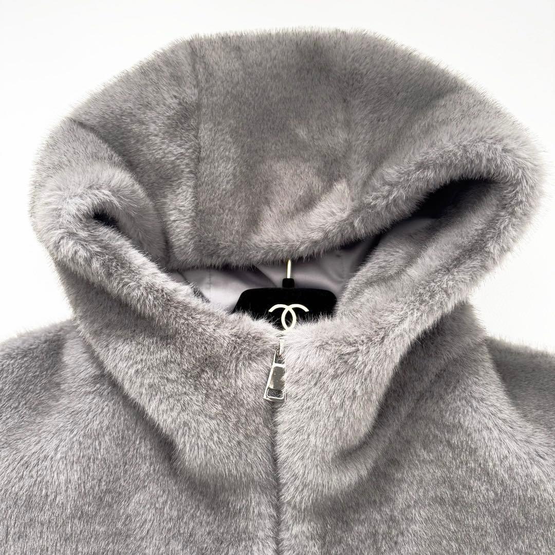 極美品✨24AWリナージオ ミンク風フェイクフレンチスリーブジレ ベスト グレー