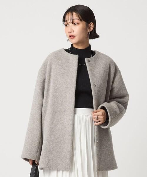 green label relaxing アンゴラビーバー ノーカラー コート