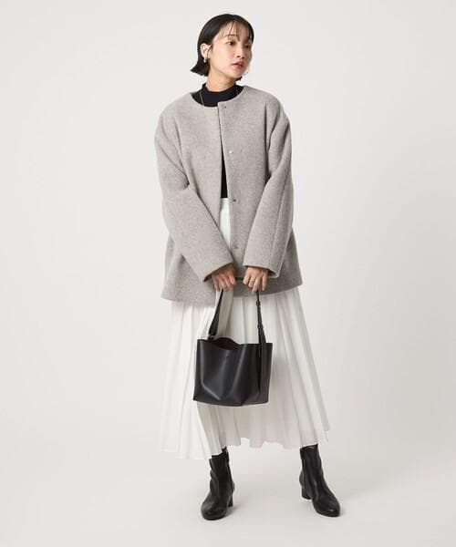 green label relaxing アンゴラビーバー ノーカラー コート