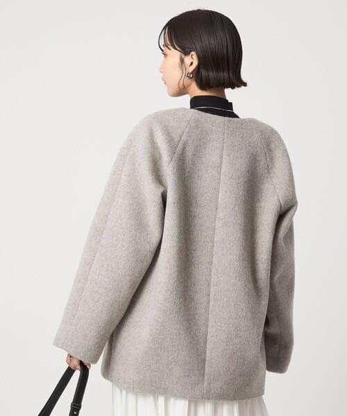 green label relaxing アンゴラビーバー ノーカラー コート