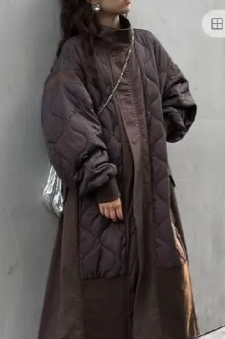 なやや様【etsinta】ブラウン キルティング ロングコート