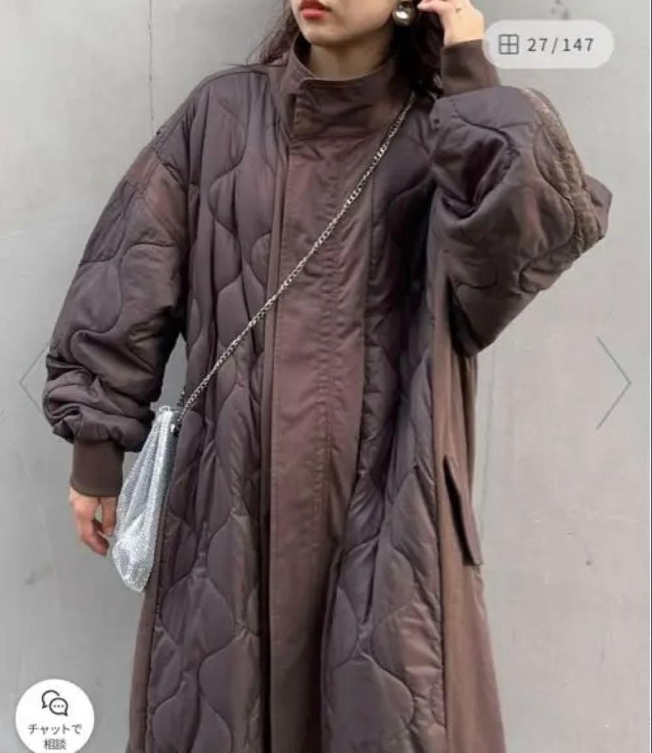 なやや様【etsinta】ブラウン キルティング ロングコート