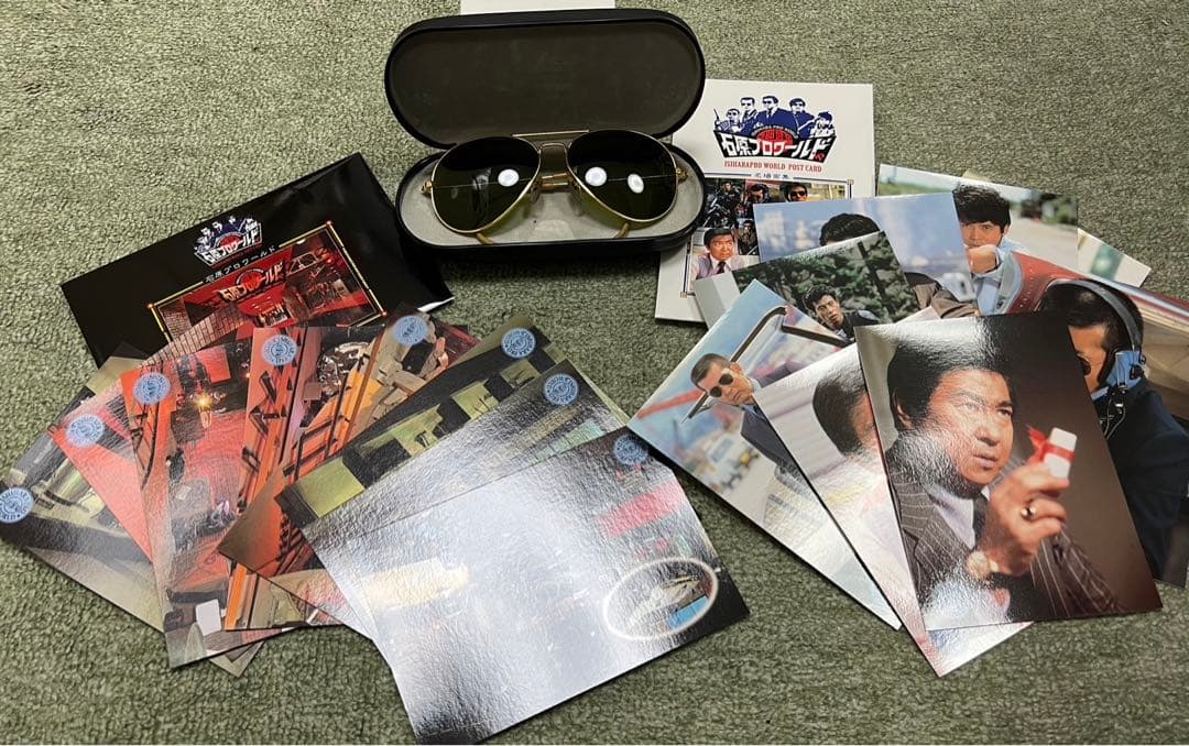 西部警察サングラス＋石原プロワールド未開封ポストカードセット➕本付