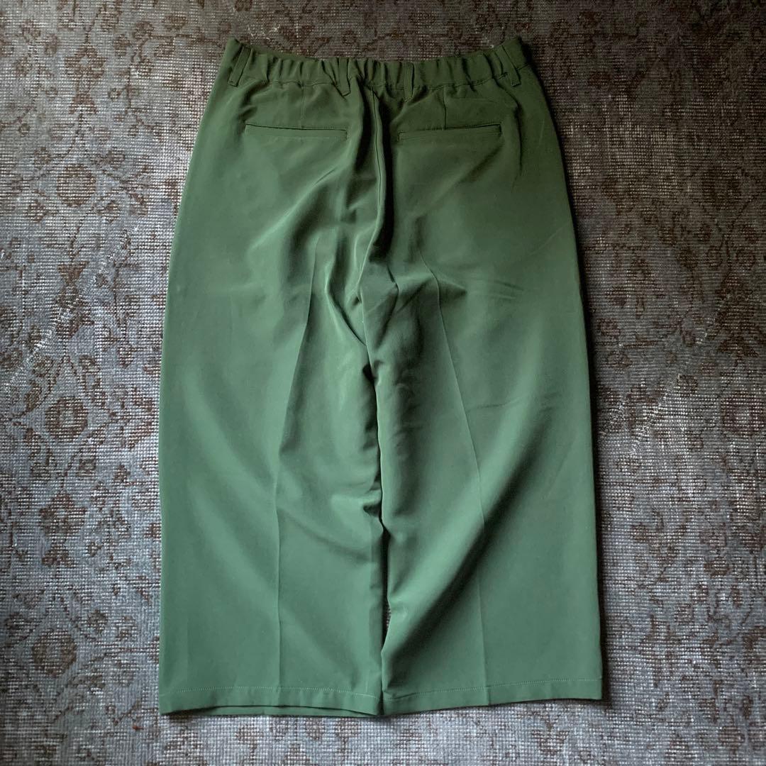 希少カラー ノーカラー セットアップ スーツ グリーン レトロ お洒落 古着