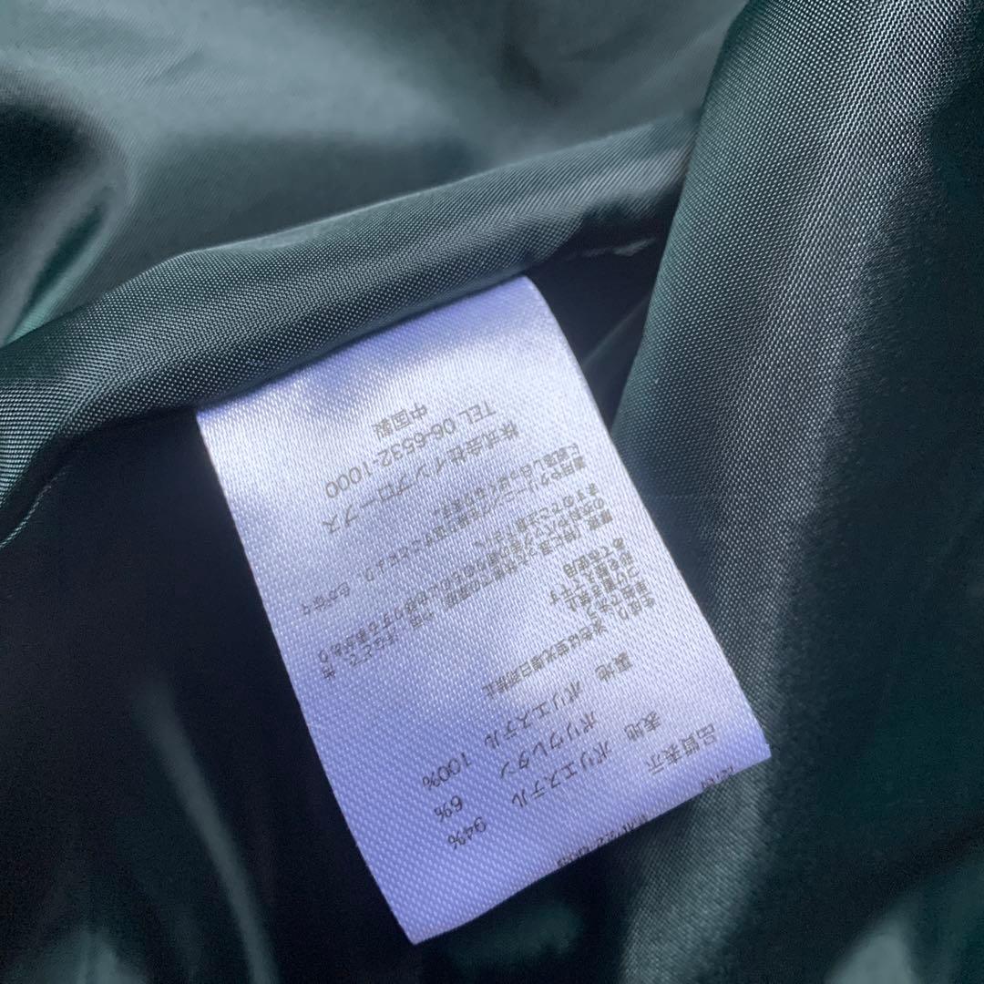 希少カラー ノーカラー セットアップ スーツ グリーン レトロ お洒落 古着