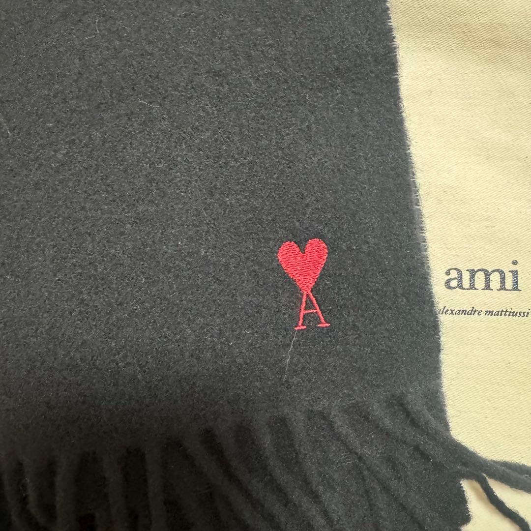 【新品正規品】AMI PARIS アミパリス　ウールマフラー　ブラック