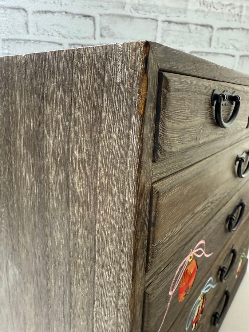 浅草 箱長 開きタンス 桐 鍵付 桐木目込み細工