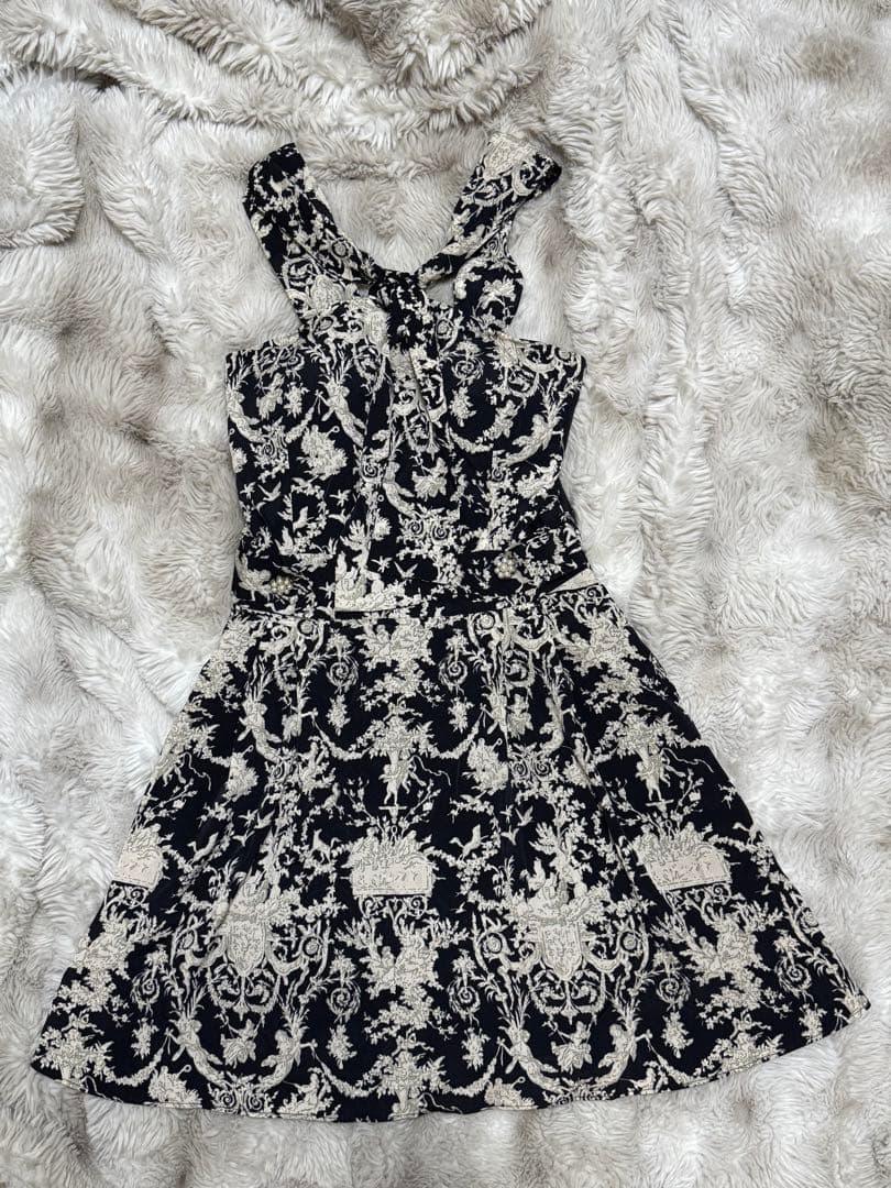 RANS エンジェル柄フレアワンピース