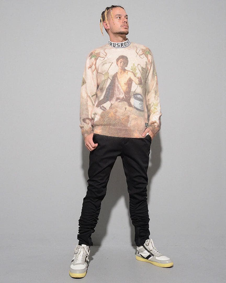 新品 ラッセルノ ゴルフ グラフィック ニット セーター アイボリー XL 6